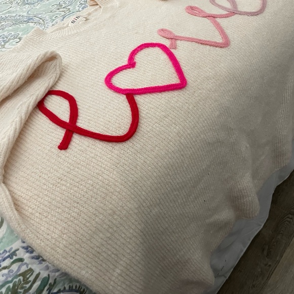 BIBI LOVE SIDE SLIT 1x light boxy sweater RIB KNIT TOP worn once valentine - Picture 3 of 6